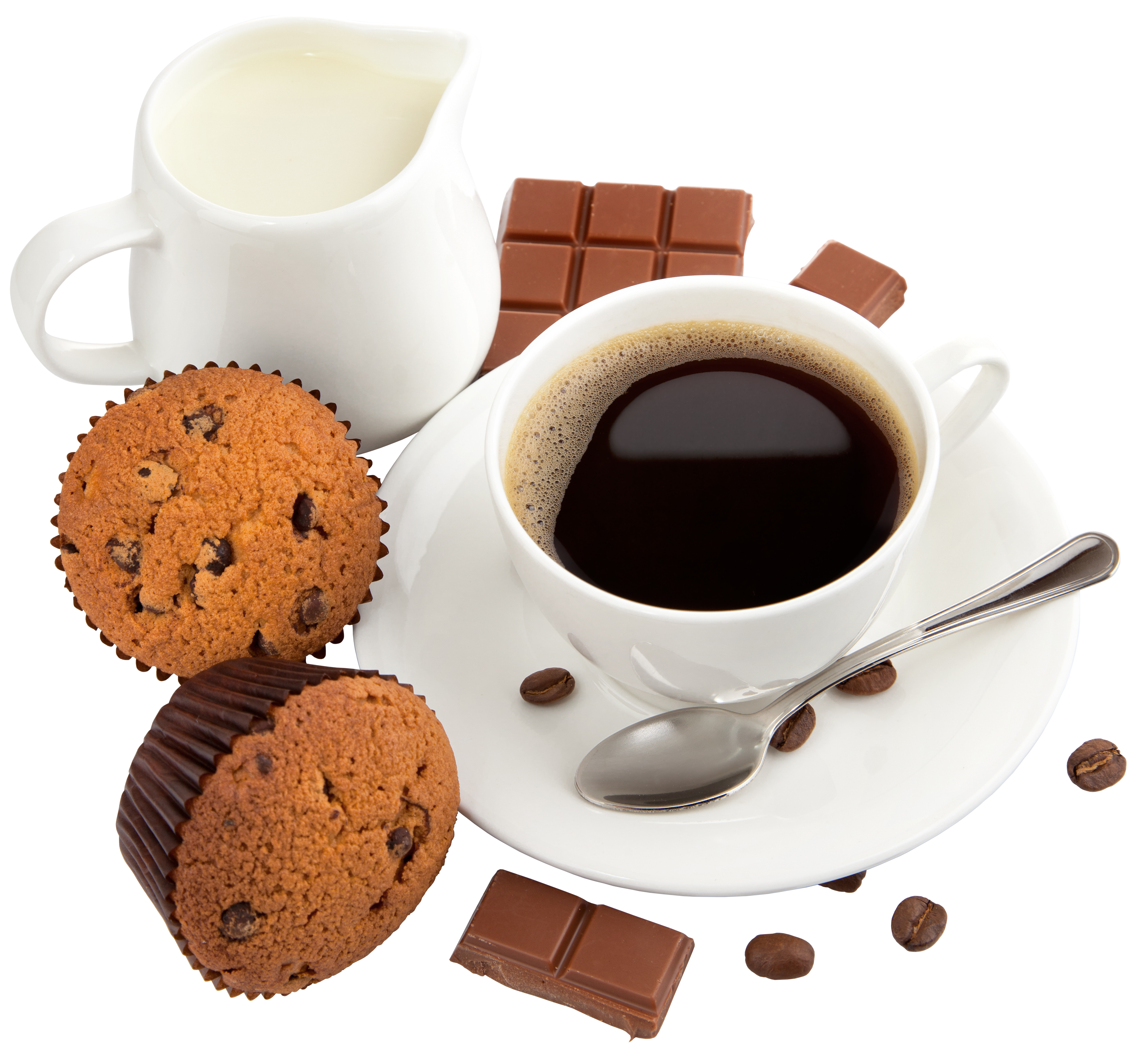 Coffee with muffins and. Milk clipart vector