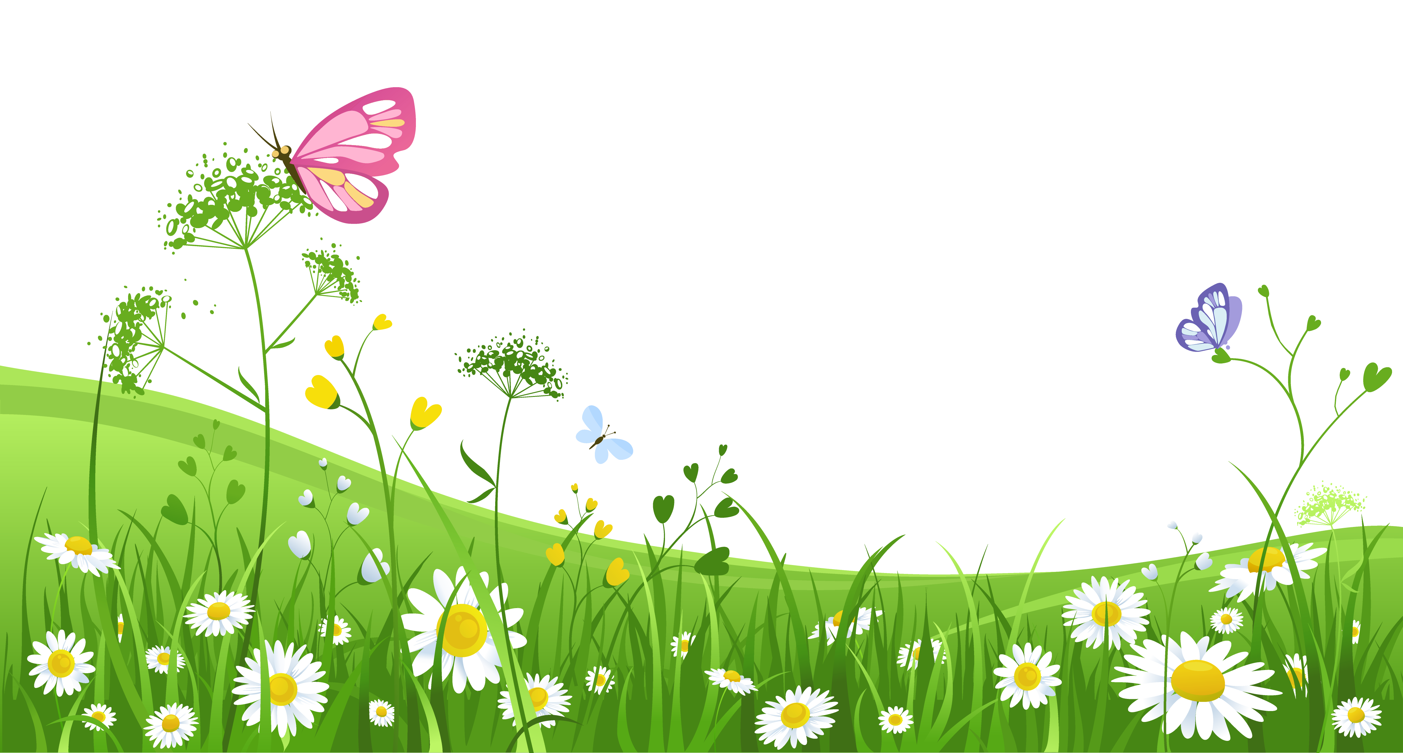 Environment clipart natural. Grass with butterflies picture