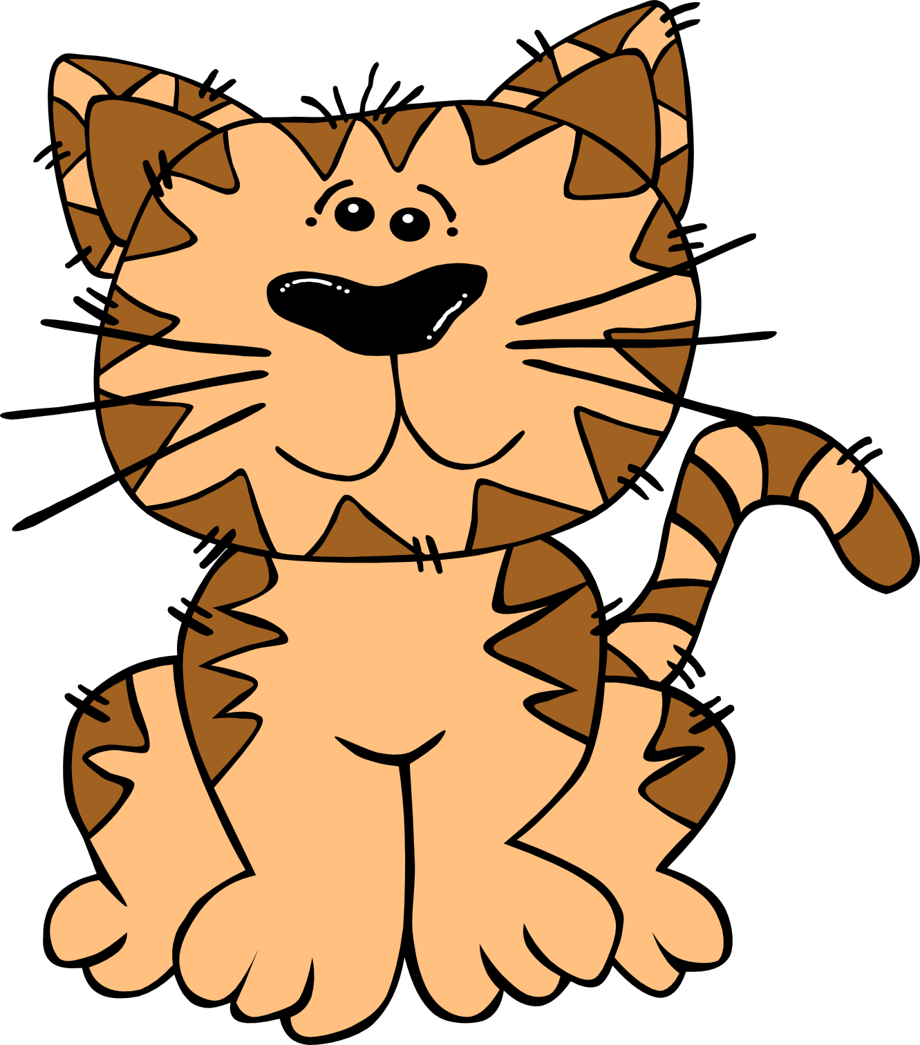Free cartoon picture of. Kitten clipart striped cat
