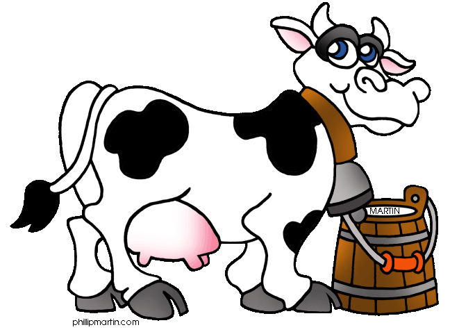 Black and white panda. Clipart cow drinking