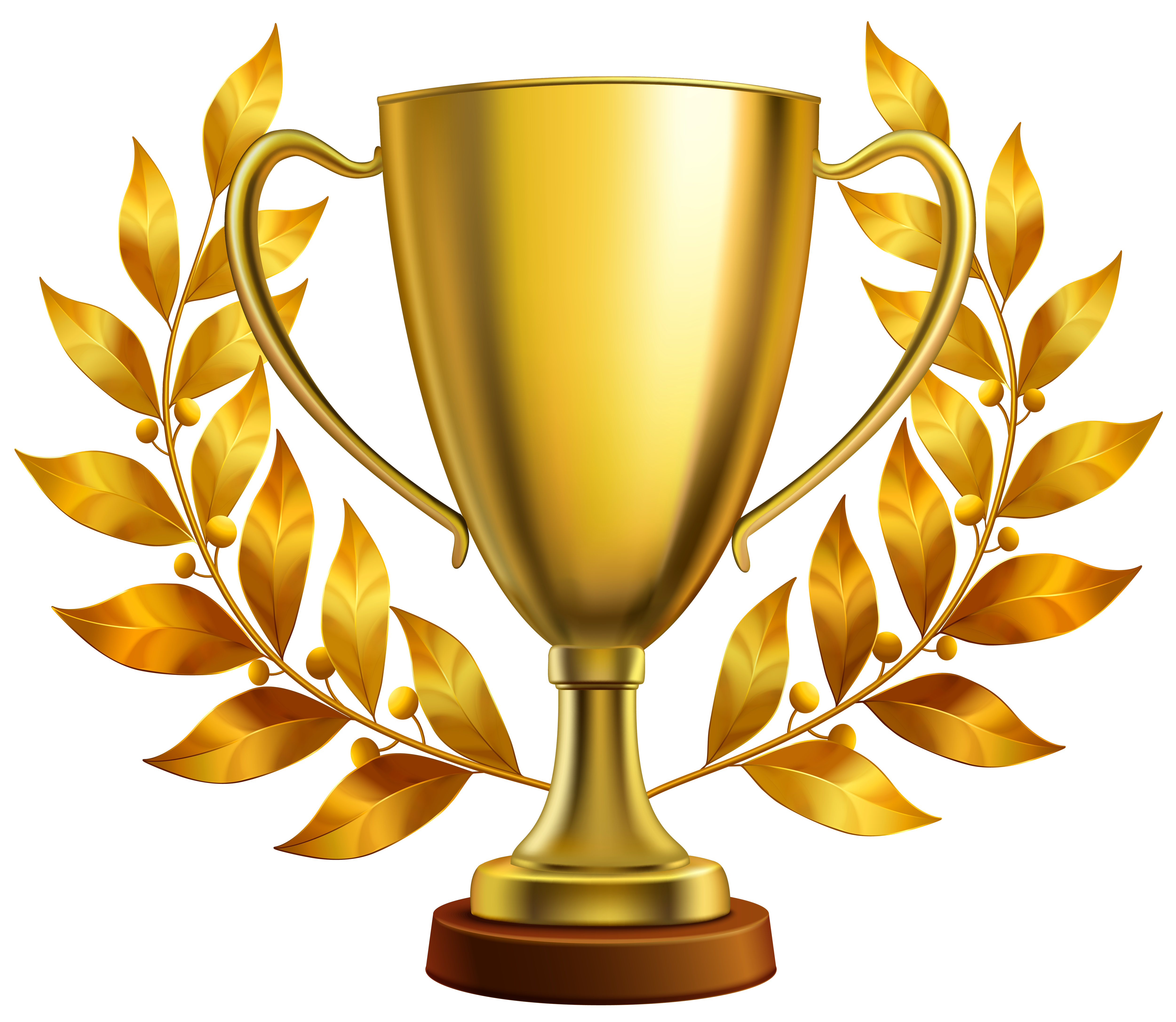 Learning clipart award. Gold cup with laurel