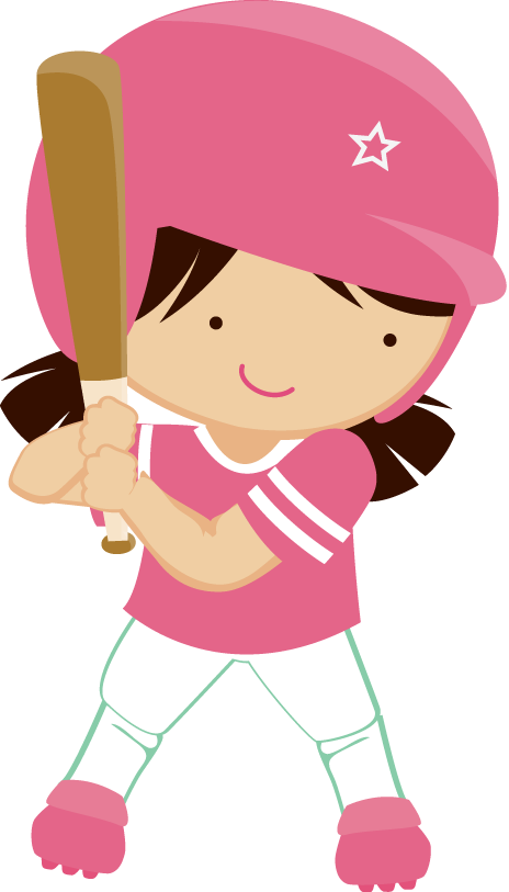 Clipart girl baseball. Minus say hello stamped