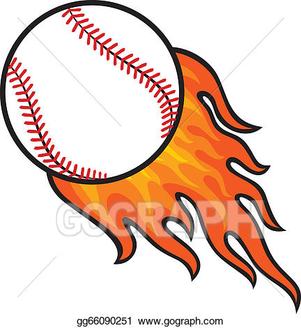 Vector illustration ball in. Flames clipart baseball