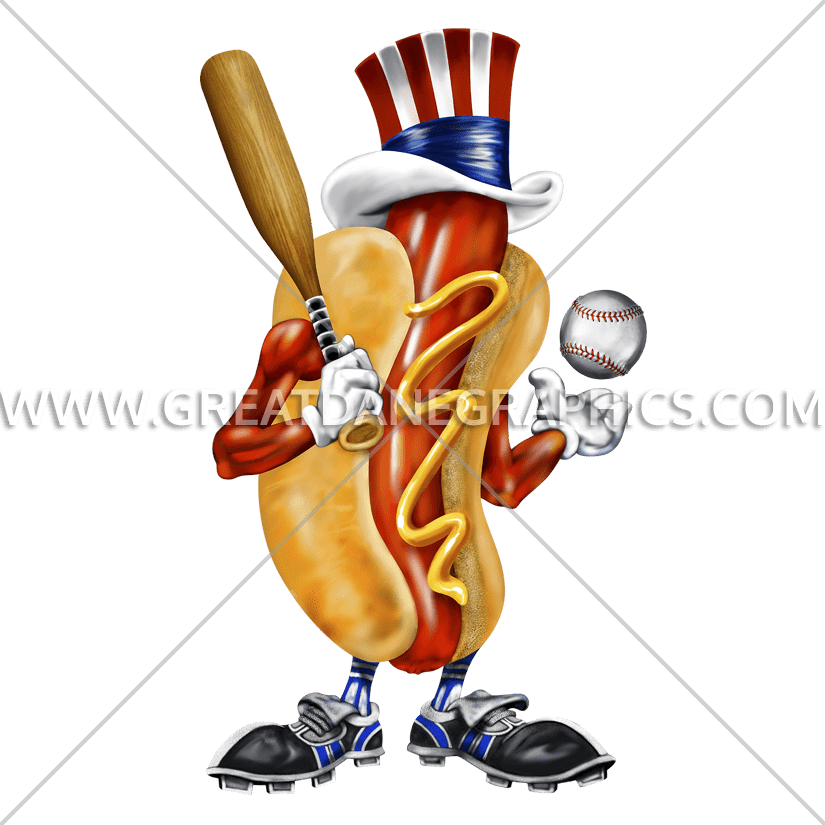 clipart baseball hotdog