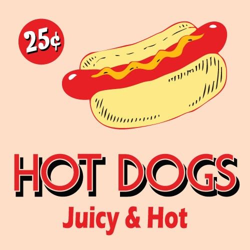hotdog clipart vintage