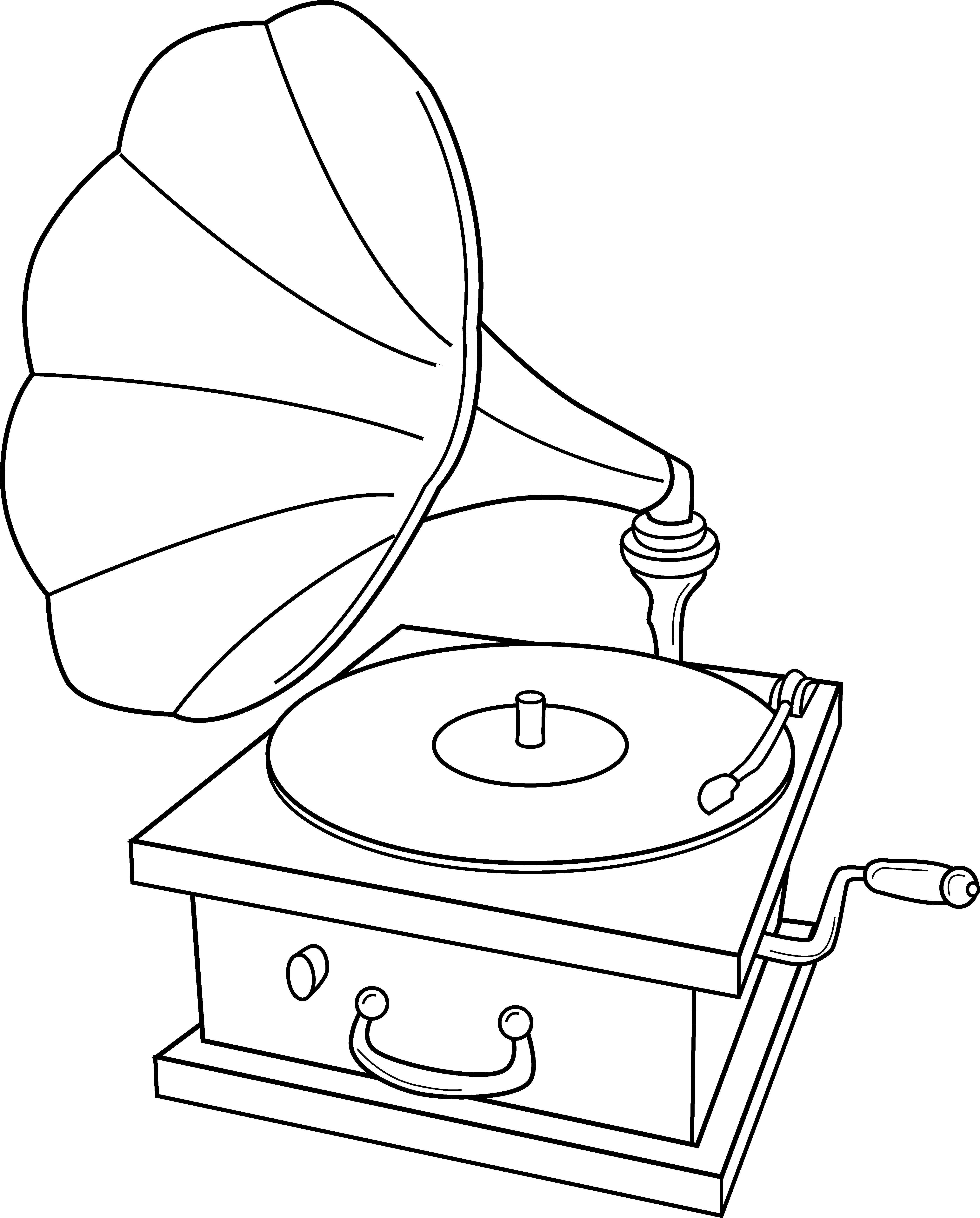 Retro clipart vintage. Old record player drawing