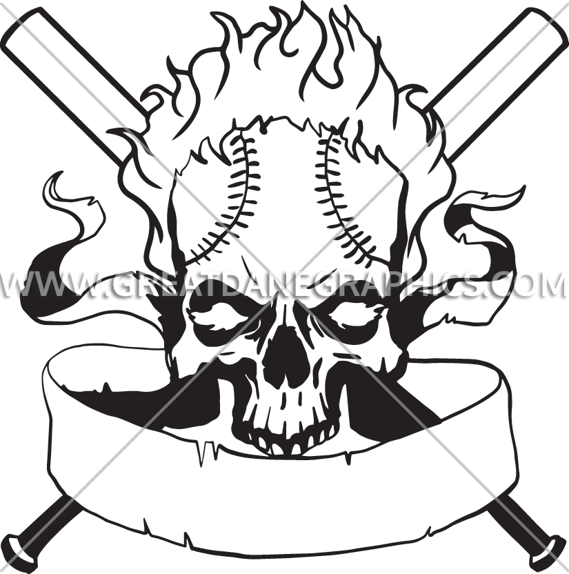 clipart baseball skull