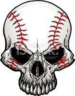 clipart skull baseball