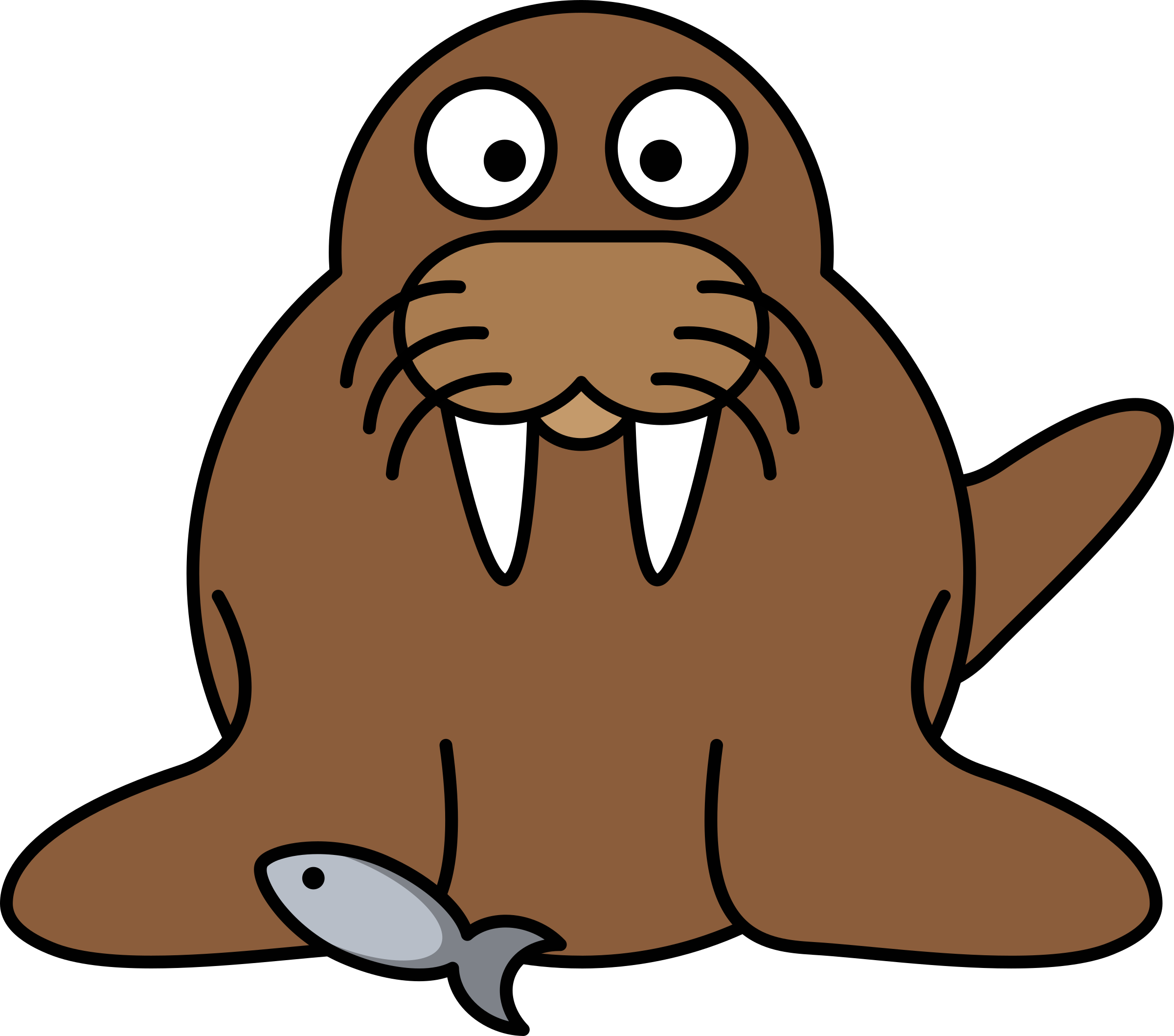 Walrus clipart outline. Sea lion cartoon free
