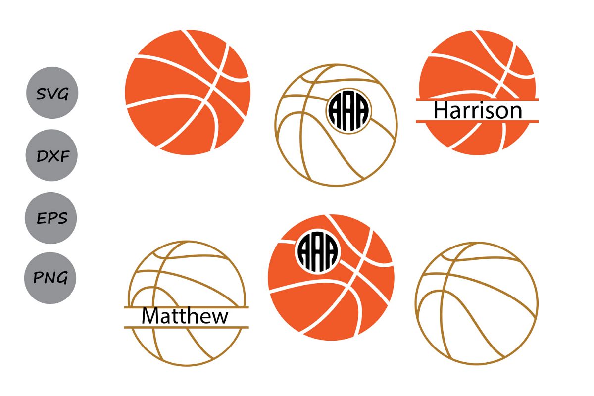 Clipart basketball monogram. Svg files cut silhouette