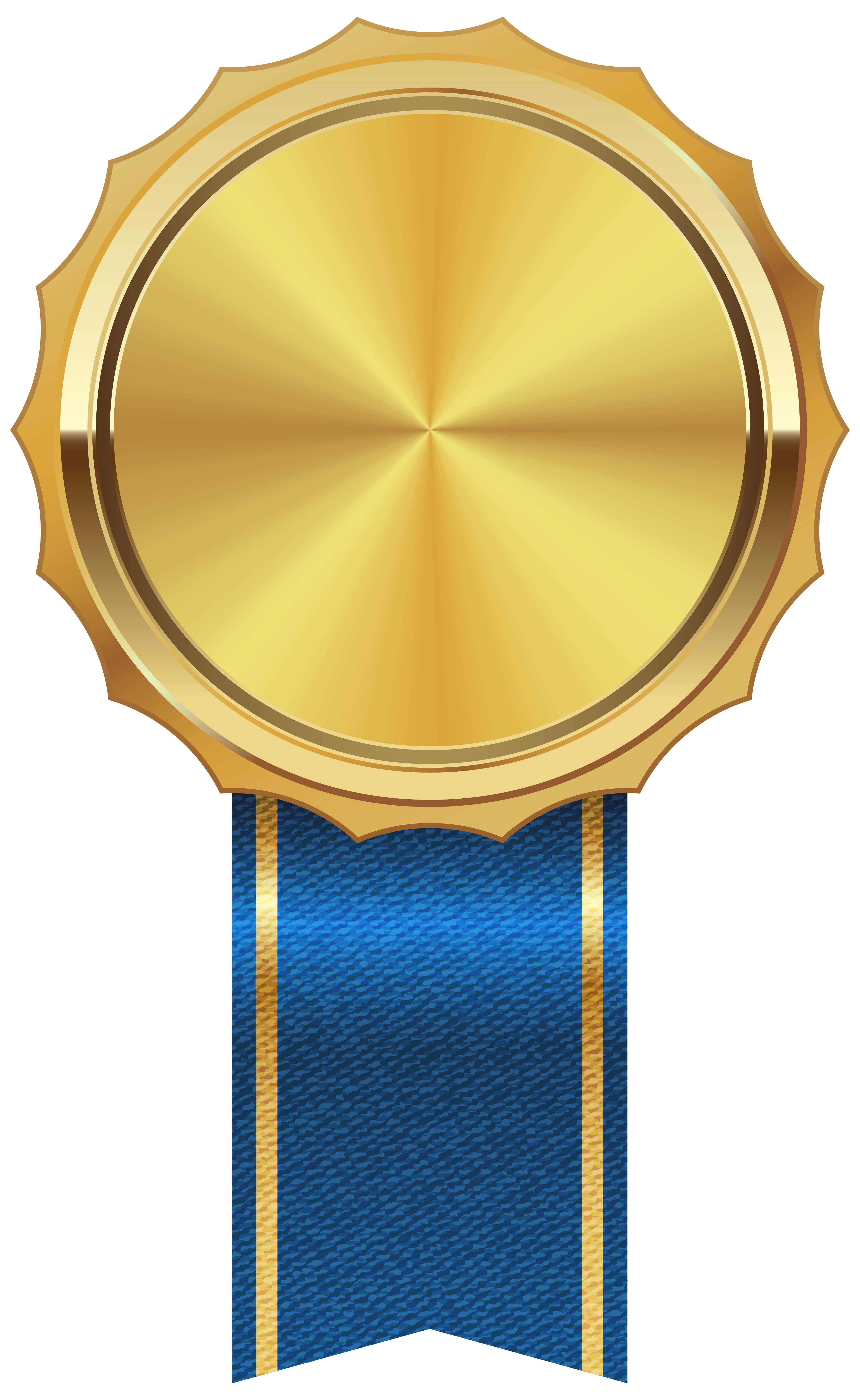 Medal clipart sport. Gold with blue ribbon