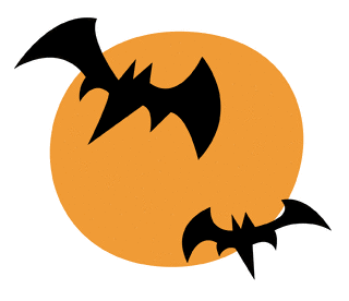 Bats over the moon. Clipart bat orange