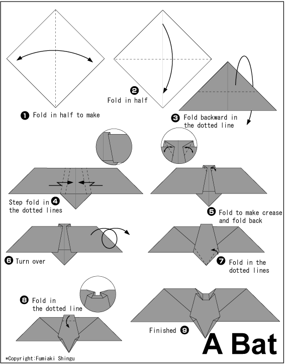 clipart bat origami