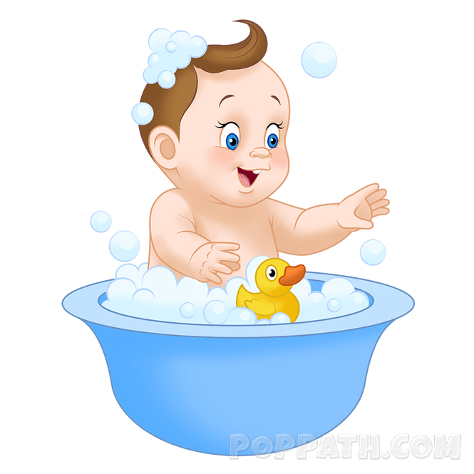 Baby in bathtub ideas. Kid clipart bathroom