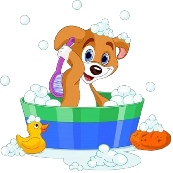Cartoon dog having a. Dogs clipart bath tub
