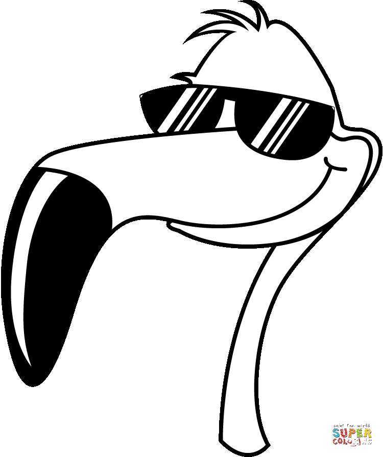 Flamingo with happy sunglasses. Clipart glasses outline