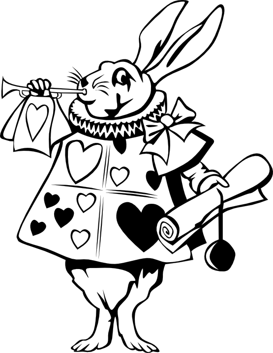 Rabbit from alice in. Zucchini clipart black and white