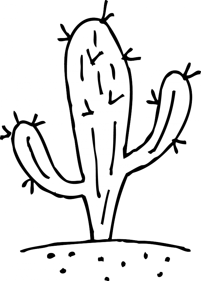 Clipart tree cactus. Prickly coloring page free