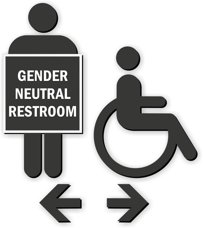 Handicap gender neutral restroom. Clipart bathroom signage