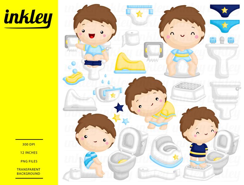 Toilet activity cute boy. Clipart bathroom toddler potty