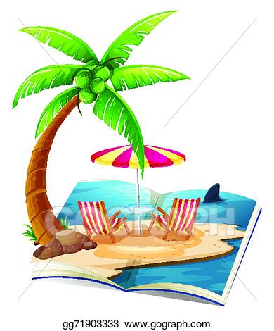 Clipart beach book. Eps illustration vector gg