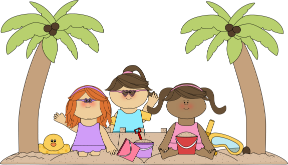 Clipart beach building. Girls a sandcastle on