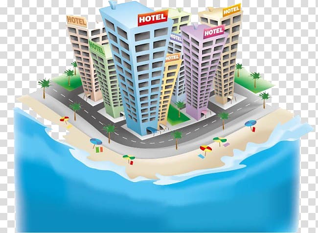 Hotel accommodation transparent background. Clipart beach building