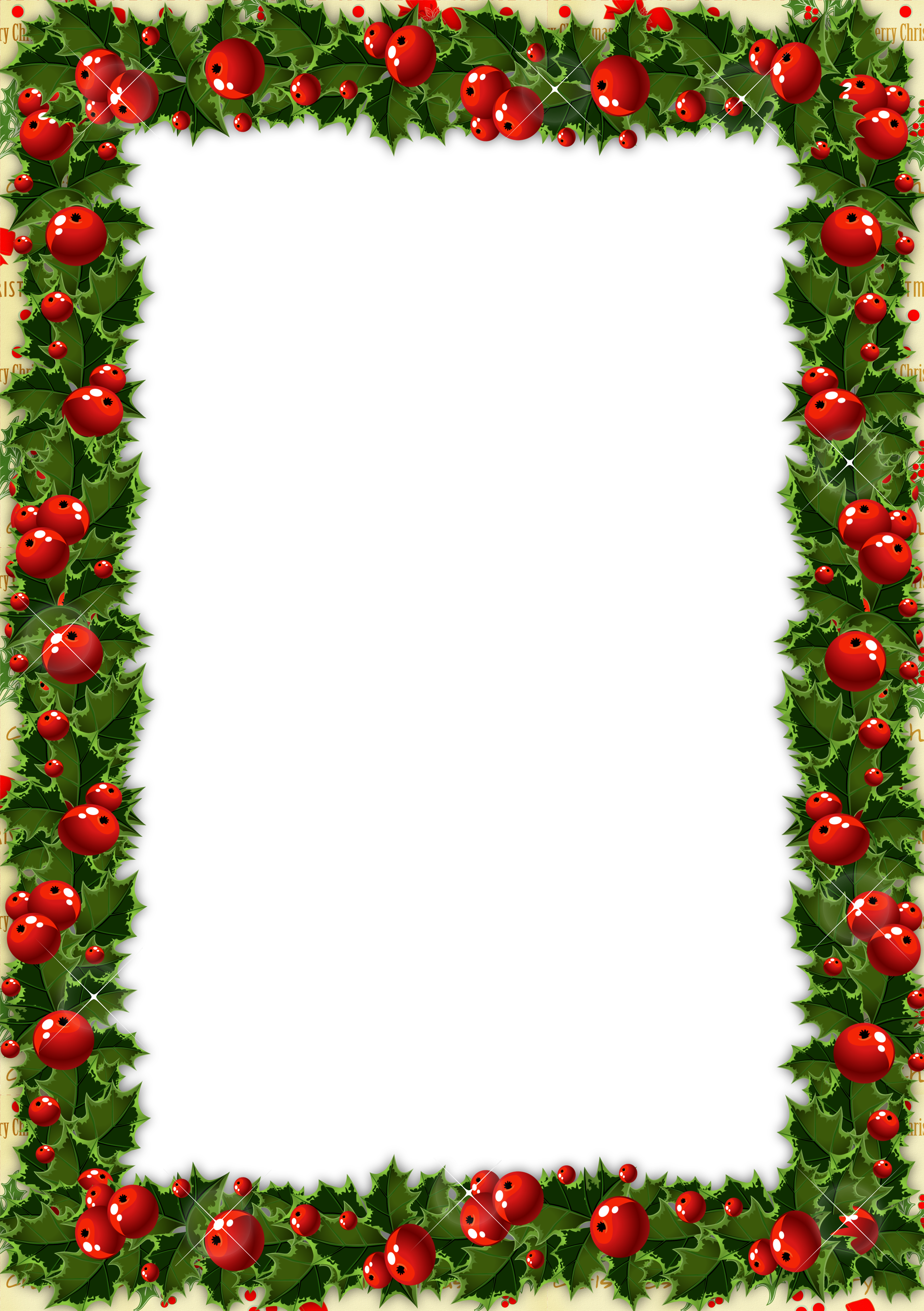 Christmas card frame png. Transparent photo with mistletoe