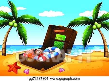 Clipart beach outing. Eps illustration a vector