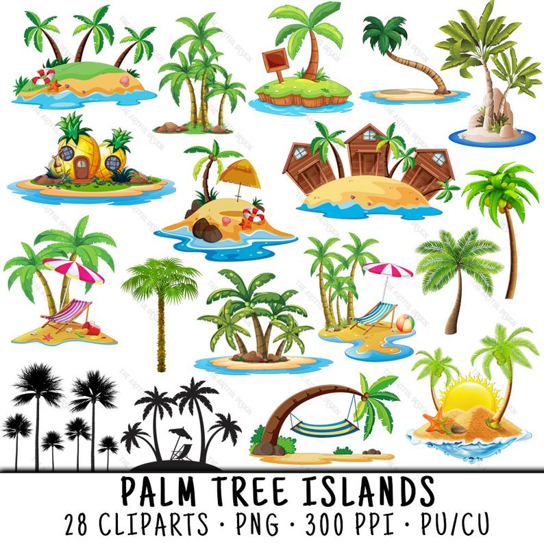 Palm tree beach clip. Island clipart island fiji
