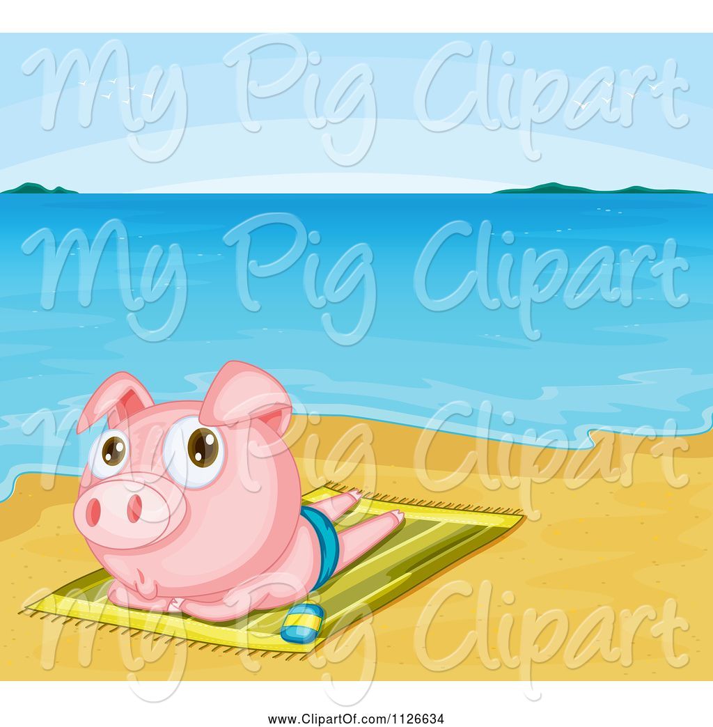 pig clipart beach