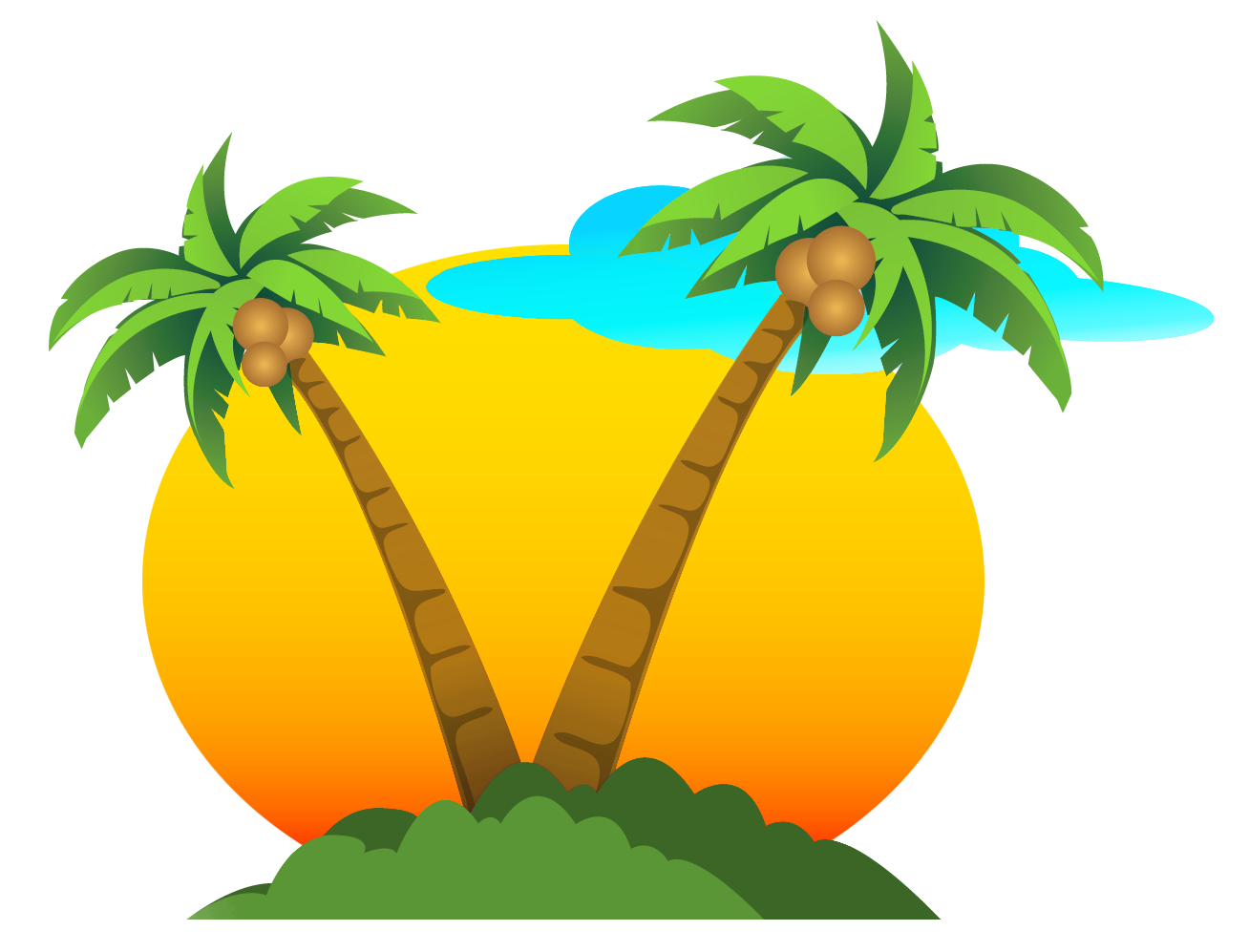 Coconut clipart vacation. Palms and sun png