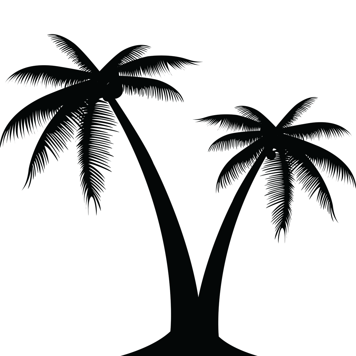 Coconut clipart two tree. Palm silhouette at getdrawings