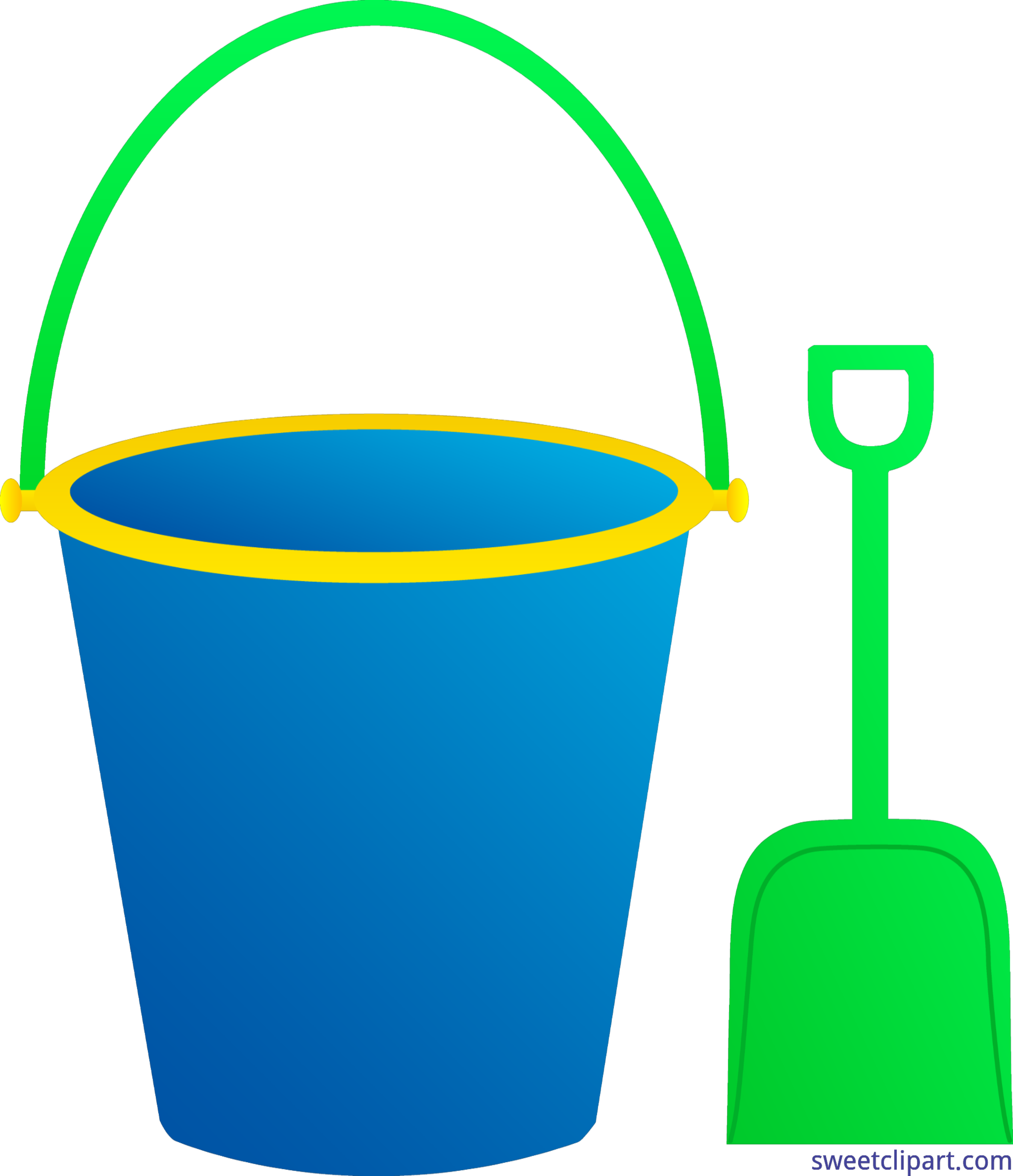 Green clipart pail. And shovel real vector
