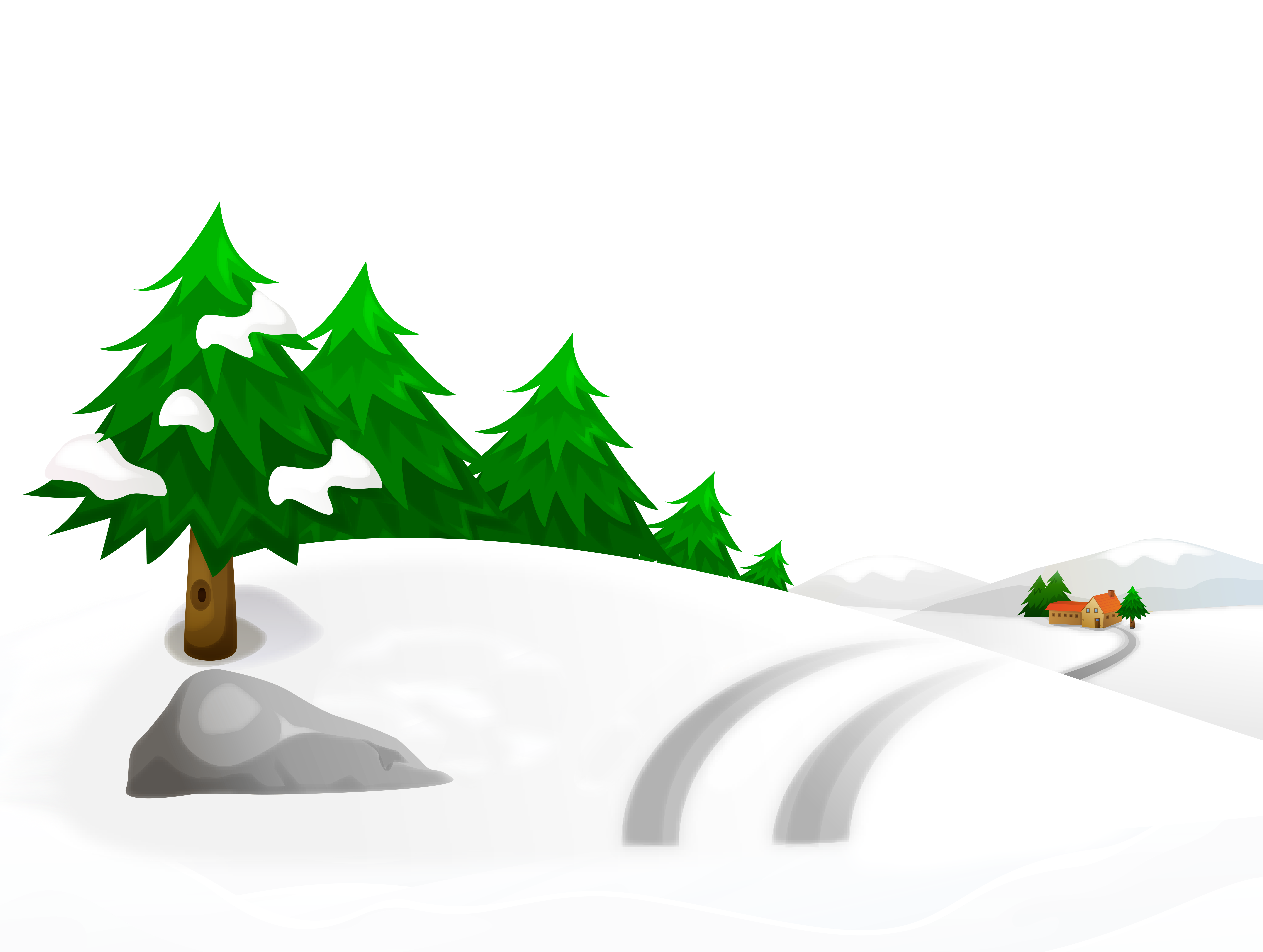 Snowy ground with trees. Piano clipart winter