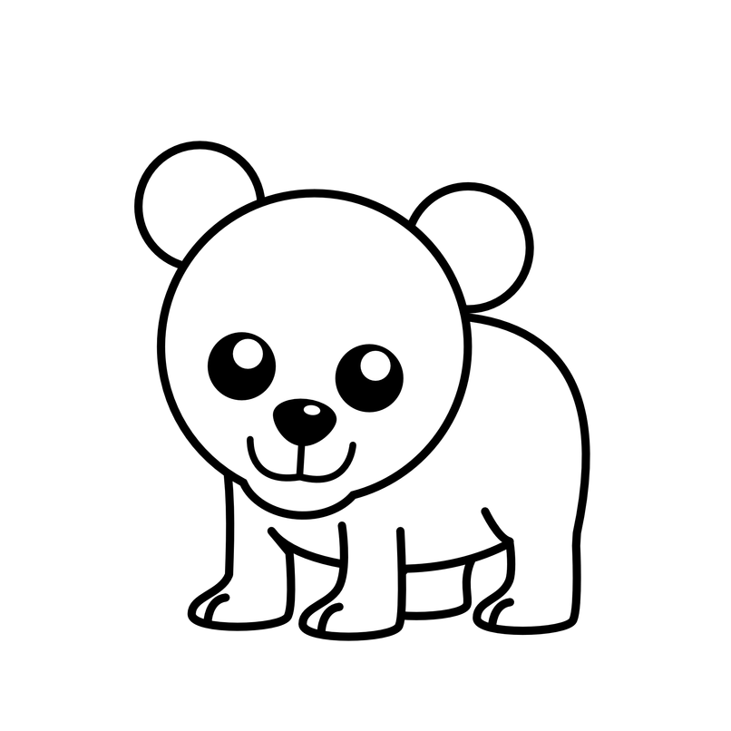 clipart bear black and white