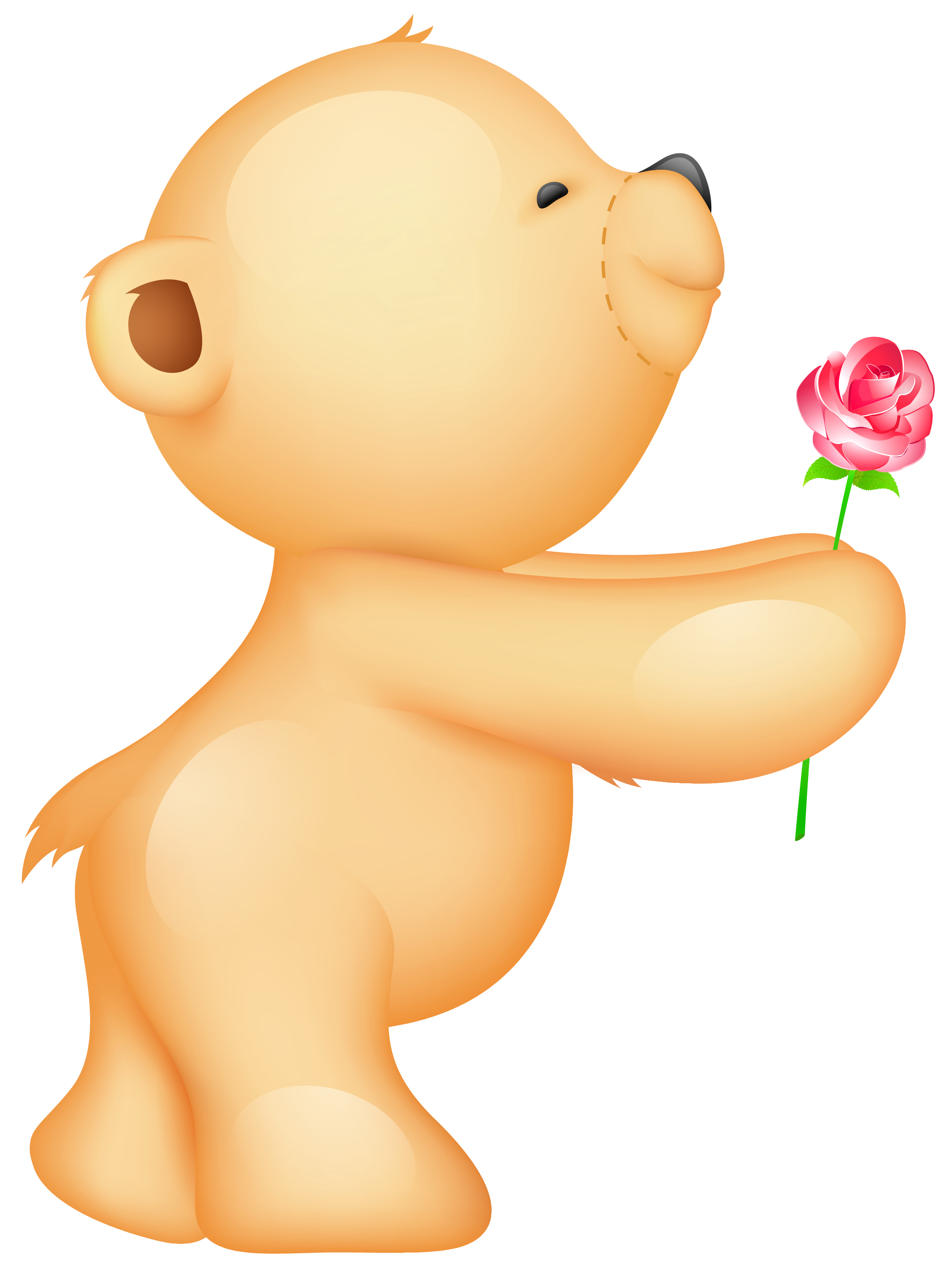 Valentine teddy with rose. Clipart roses cute