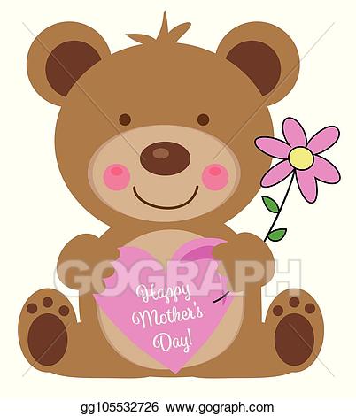 Vector illustration happy eps. Clipart bear mothers day