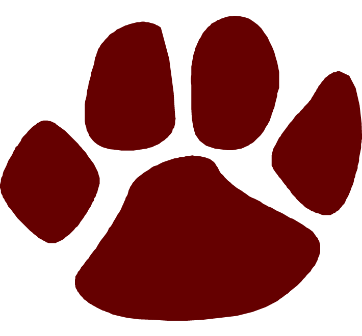 Wildcat clipart maroon. Grizzly bear paw print
