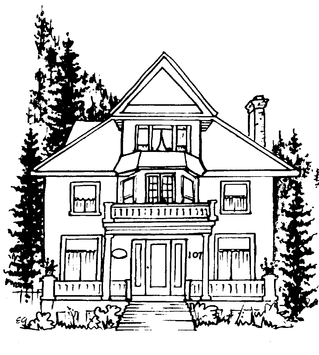 The beale bed breakfast. House clipart mid century