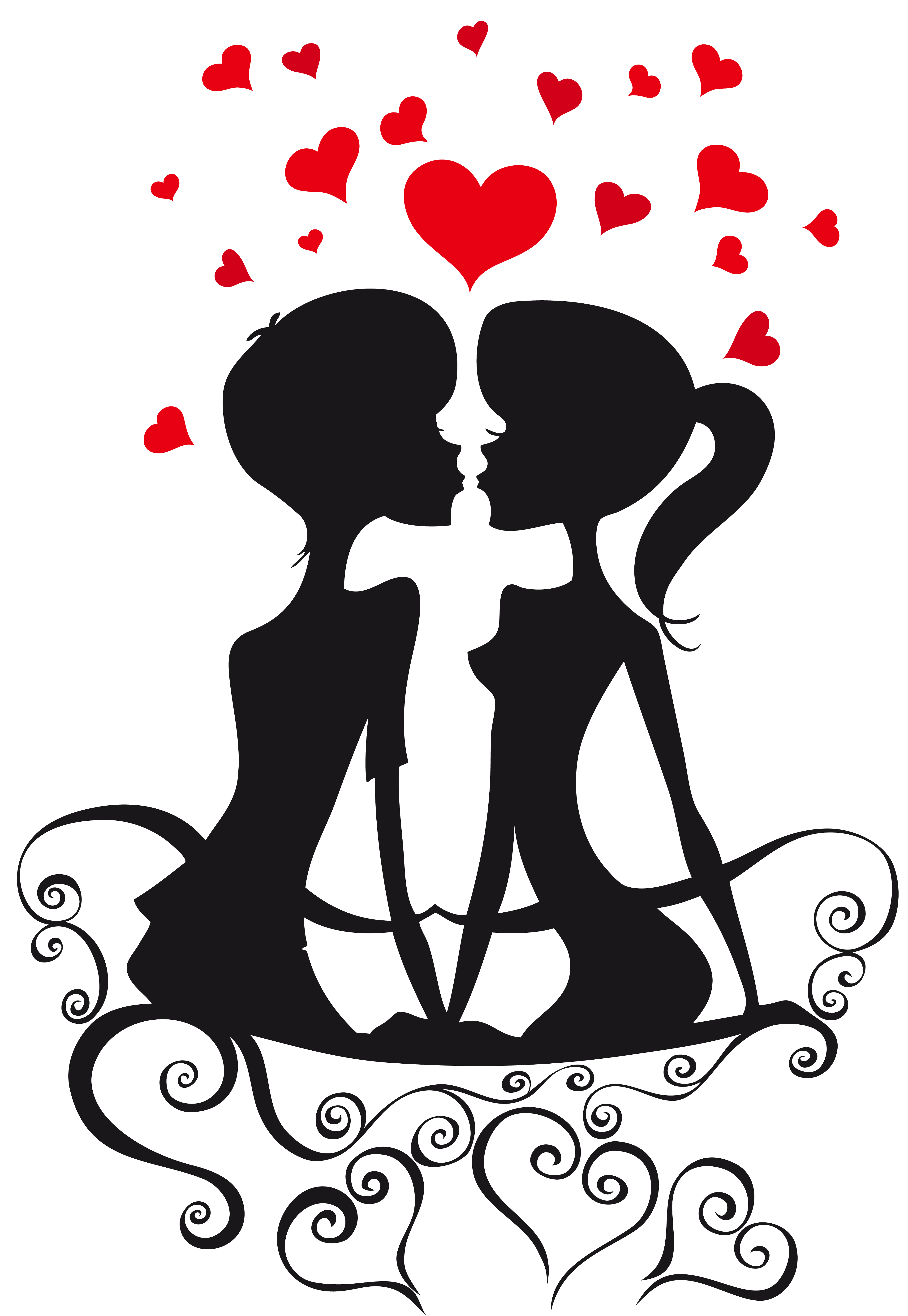 Clipart love bed. Couple silhouettes on a