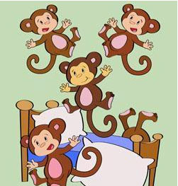 clipart bed monkeys jump on bed