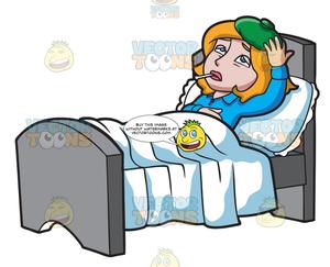 Sick clipart sick lady. A woman in bed
