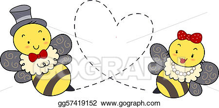 Stock illustration honey drawing. Clipart bee couple