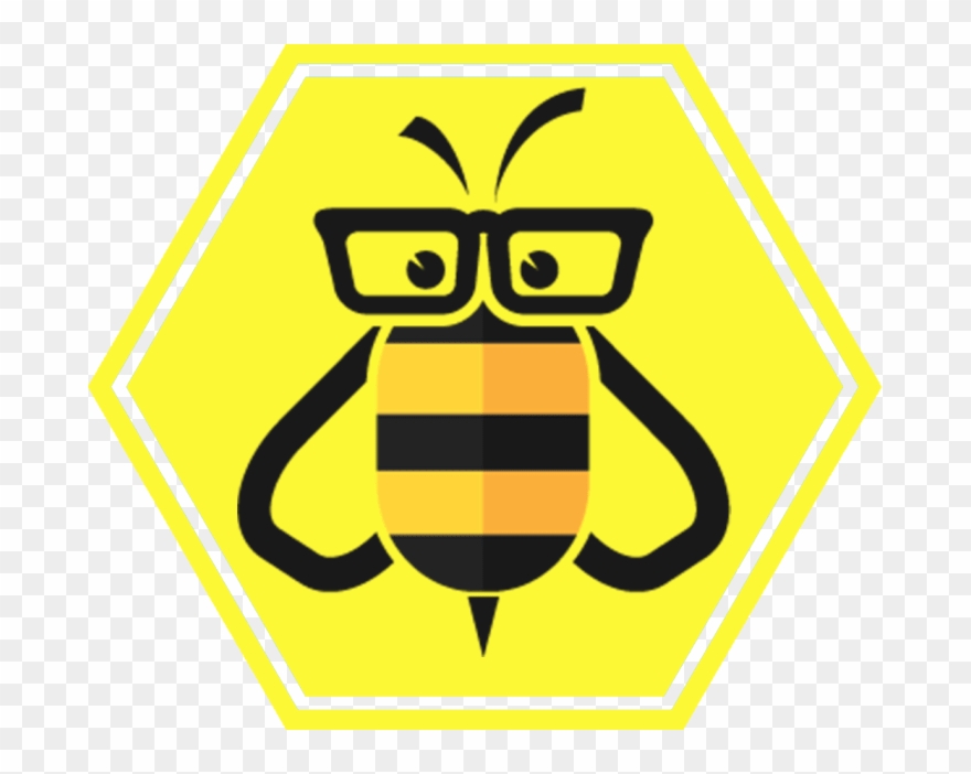Hexagon logo learning . Clipart bee student