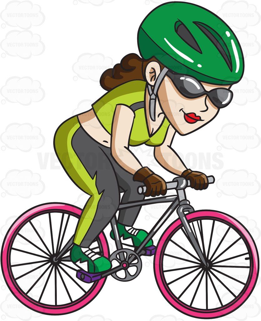 Clipart bicycle cartoon. A woman riding her