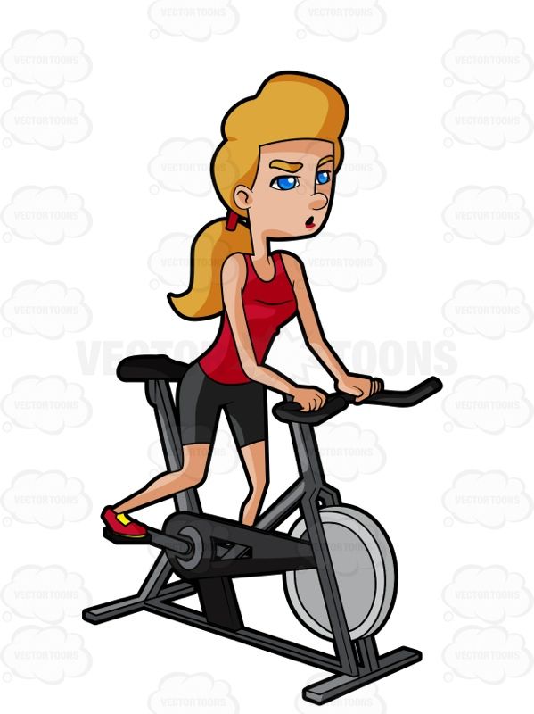 Blonde woman riding a. Exercising clipart exercise bike