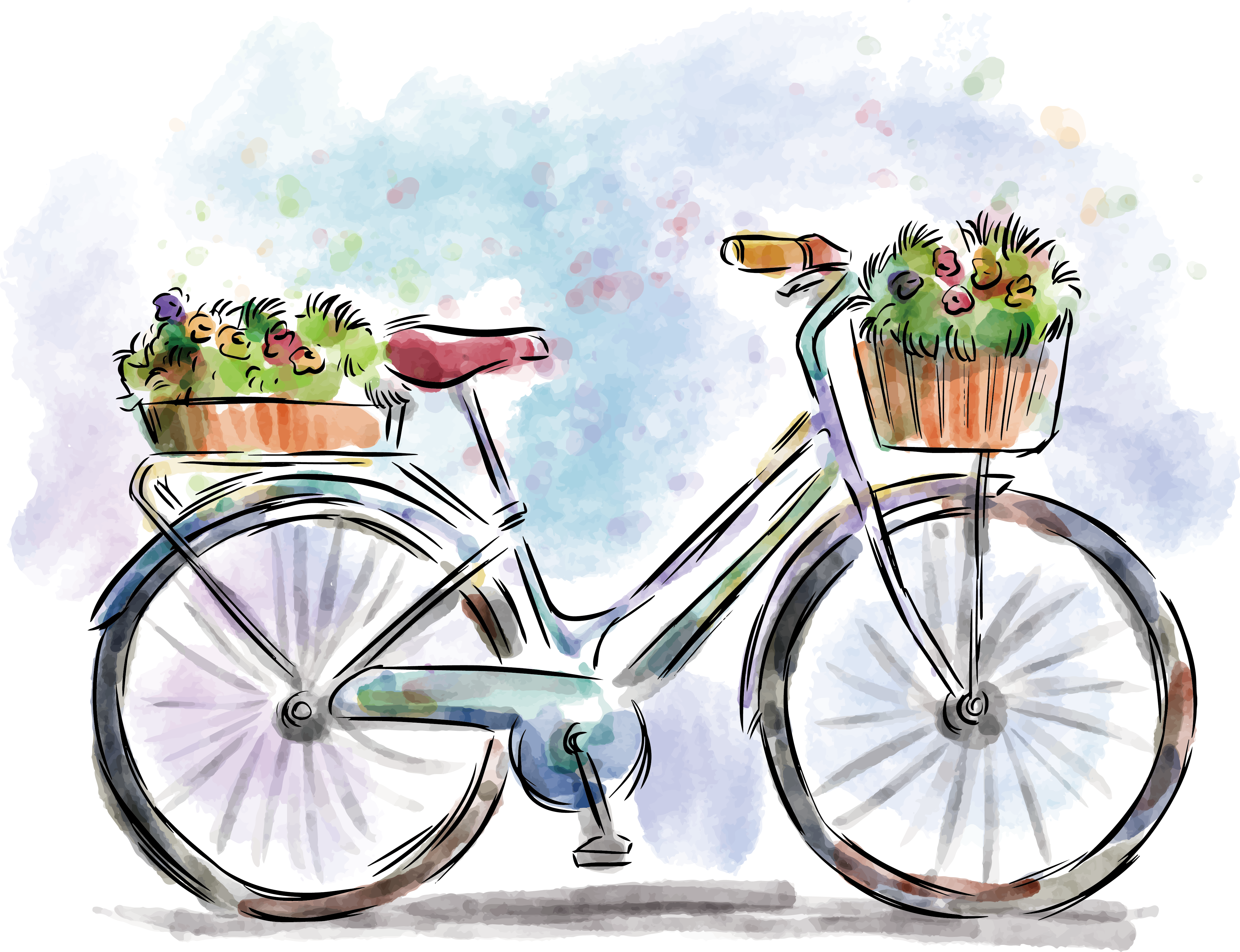 clipart bike watercolor
