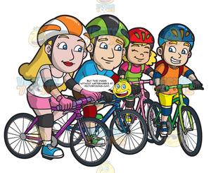 clipart bike family biking