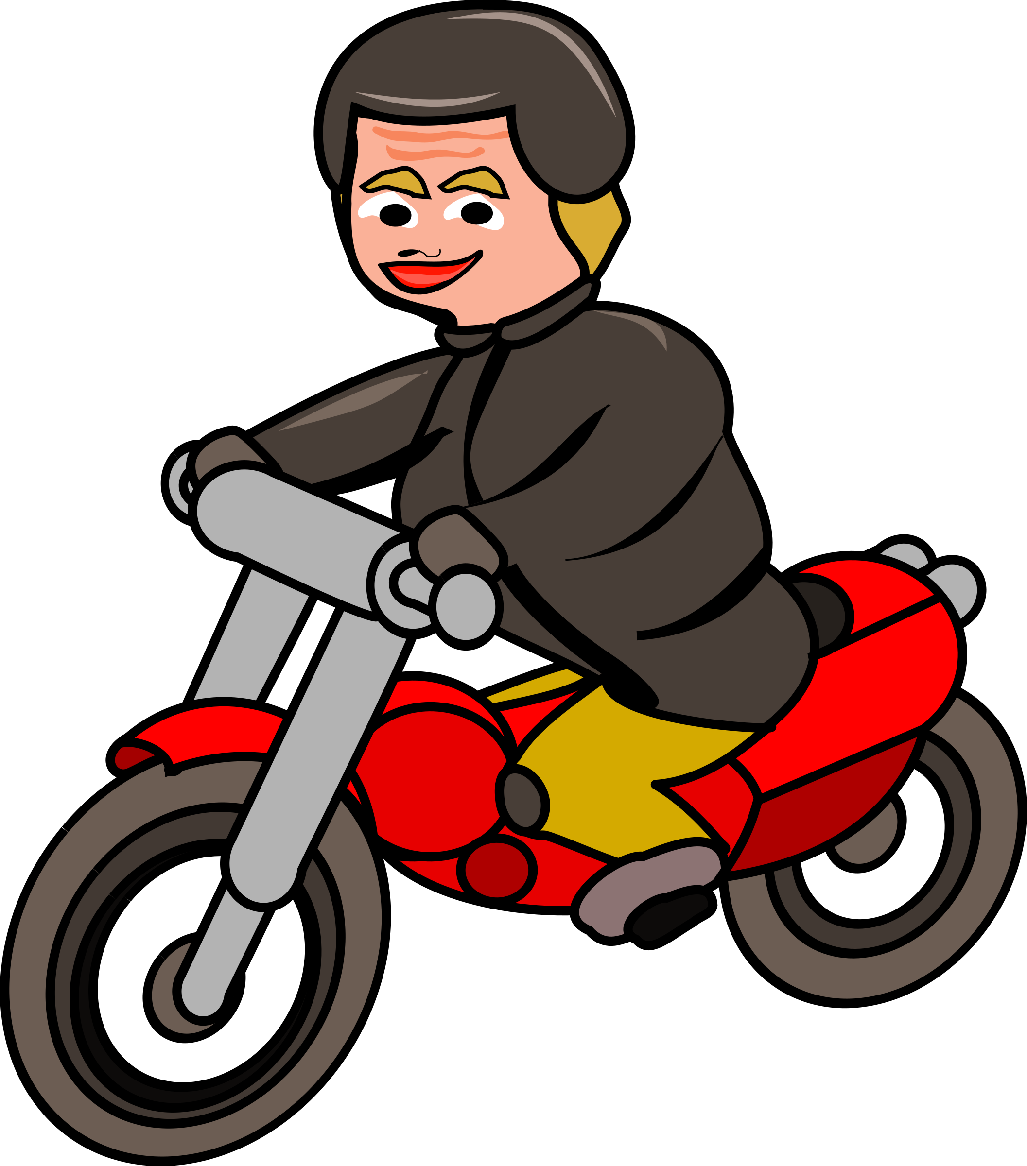 Woman on motorbike big. Cycle clipart toy